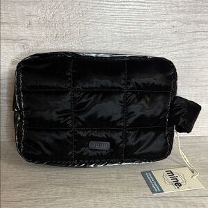 Mine Glossy Black Quilted Toiletry Bag